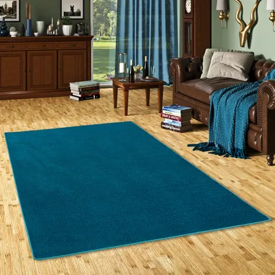 Produktbild von Hochflor Velours Teppich Luna Petrol, Größe:80x320 cm
