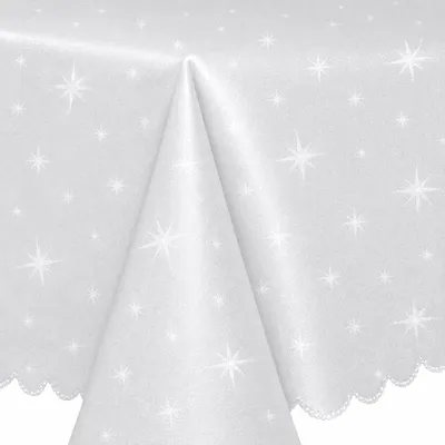 Produktbild von Tischdecke 130x160 cm weiss Weihnachten Polyester Sterne eckig Tischdecken Advent Weihnachtstischdecken
