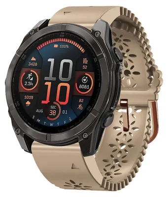 Obrázek produktu pro Pro Garmin Fenix 8 AMOLED 43mm Krajkový design Prodyšný 20mm silikonový řemínek Brown