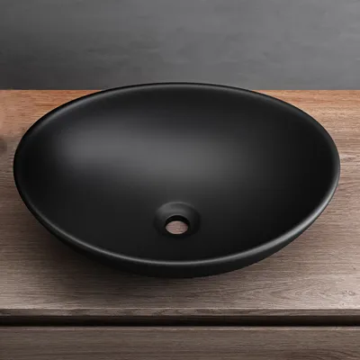 Produktbild von Mai & Mai Waschbecken Aufsatzwaschbecken 42x34x14,5cm Waschschale aus Keramik mit Nano-Versiegelung in Schwarz matt Brüssel205