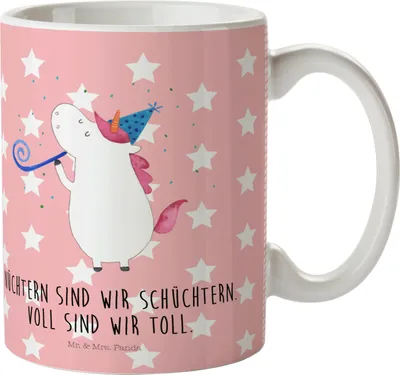 Produktbild von Mr. & Mrs. Panda Plastikbecher Einhorn Party - Rot Pastell - Geschenk, Kinderbecher, Geburtstag, Alkohol, Haferl, Pott, Club, Kindertasse, Mehrwegbecher, Einhörner, Disco