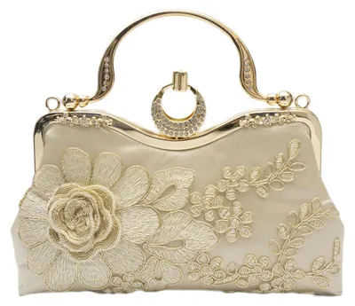 Immagine prodotto di CORIOS Pochette da sera da donna, ricamata con motivi floreali, ideale per matrimoni, perfetta come borsetta da sposa o accessorio elegante