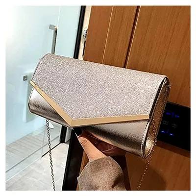 Produktbild von Damen Glitzer Clutch Abendtasche, Strass Handtasche Hochzeit Party Unterarmtasche Umhängetasche Schultertasche mit Schulterkette