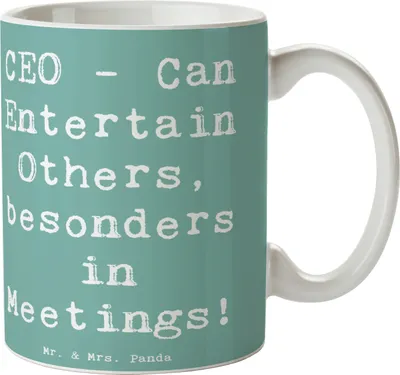 Produktbild von Mr. & Mrs. Panda Tasse Spruch CEO Unterhaltungskünstler - Meeresbrise - Geschenk, Berufsleben, Berufsalltag, Netzwerk, Berufsliebe, Pott, Keramiktasse, Becher, Teetasse