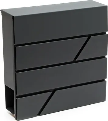 Immagine prodotto di Cassetta postale di design Wiltec V14 antracite 370 x 105 x 370 mm, cassetta postale a muro con serratura e rotolo di giornali, cassetta postale in acciaio verniciato a polvere