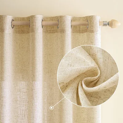 Productafbeelding van Famanu Gordijnen, linnenlook - Multifunctioneel - Set van 2 - 140 x 160 cm - Delicaat en duurzaam