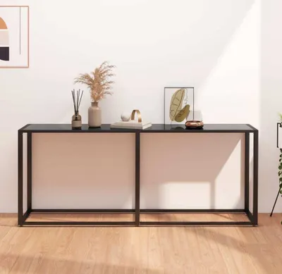 Produktbild von vidaXL Konsolentisch Schwarz 180x35x75,5 cm Hartglas - Konsolentisch - Konsolentische - Beistelltisch - Flurtisch