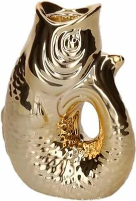 Image de Gift Company Bougeoir Monsieur Carafon XS, Bougeoir en forme de poisson, faïence, or, H 12.7 cm, 1055302021