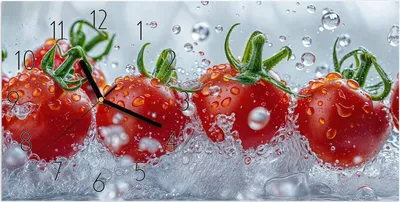Produktbild von Wanduhr aus Glas mit Motiv Wassertomaten- 60 x 30 cm - inkl. Aufhängesystem