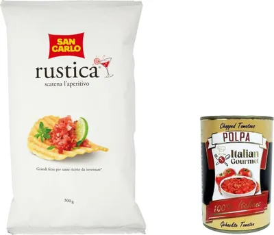 Produktbild von 6x San Carlo Rustica Chips Patatine Kartoffelchips gesalzen 300g Kartoffel chips + Italian Gourmet polpa 400g