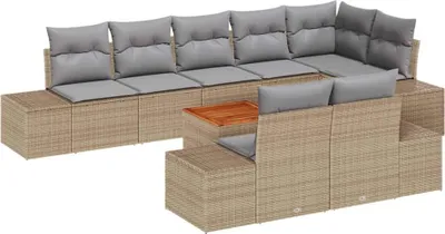 Zdjęcie produktu dla Zestaw Sof na Ogród z przechowywaniem 9 pcs beżowo-jasnoszary