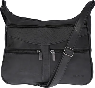 Produktbild von Christian Wippermann Damen Tasche Schultertasche Umhängetasche Crossover Bag Leder Optik Handtasche Schwarz-Schwarz