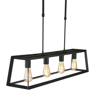 Image de Mexlite - suspension - Buckley - noir - métal - grande lampe de table à manger - E27 - 1705ZW