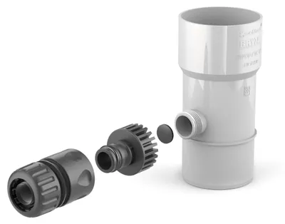 Image de BRYZA Collecteur d'eau de pluie Ø 63 mm avec filetage 3/4", blanc RAL 9010