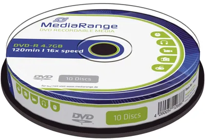 Produktbild von MediaRange MR452, DVD-R, 120 mm, Tortenschachtel, 10 Stück(e), 4,7 GB