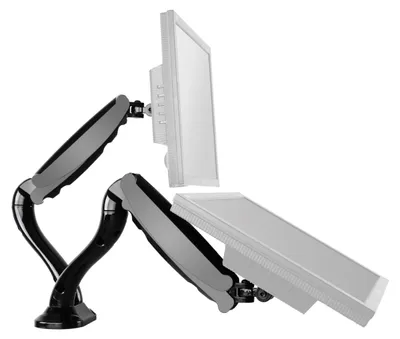 Produktbild von RICOO Monitor Halterung 2 Monitore TS6611 Tischhalterung mit Gasdruckfeder Monitorhalterung 13–27 Zoll VESA 75x75 100x100 Monitorarm zur Tischmontage Bildschirmhalterung schwenkbar Monitorhalter – Mon