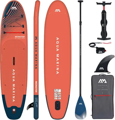 Zdjęcie produktu dla SUP Aqua Marina Monster 12'0" Carbon Inflatable Stand Up Paddle Board | 366 x 84 x 15 cm | Deska surfingowa dla początkujących i zaawansowanych z akcesoriami