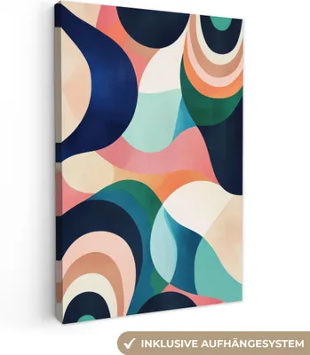 Produktbild von Leinwand Bilder 40x60 cm - Eklektisch - Abstrakt - Blau - Rosa, Bild Modern, Wanddeko, Gemälde