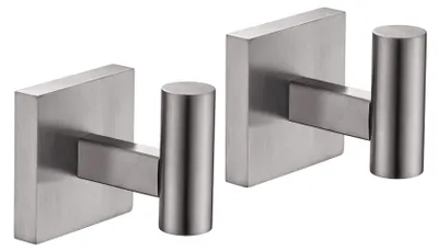 Image de Crochets pour peignoirs, crochets de salle de bain, crochets pour serviettes et vêtements pour la salle de bain et la cuisine, à fixation murale, lot de 2, nickel brossé, acier inoxydable, B1013BR-P2
