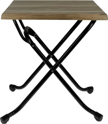 Image de Table de terrasse en Metal Bois pour Exterieur,Interieur, 59x59 cm