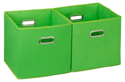 Produktbild von Relaxdays Aufbewahrungsbox 2er Set, Regalkorb ohne Deckel, mit Griff, faltbar, S