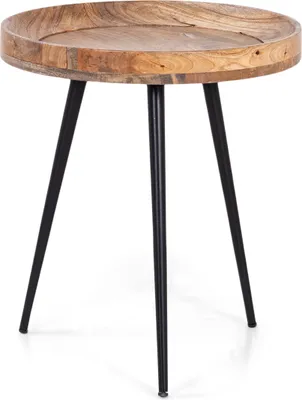 Productafbeelding van byLIVING bijzettafel Ava, diameter 45 cm, mangohout, metalen frame met zwarte poedercoating