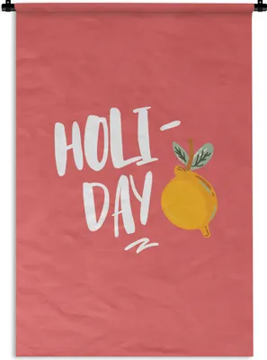 Produktbild von MuchoWow® Wandteppich Wandbehang Sommer - Rosa - Zitrone 90x135 cm Tapisserie Dekoration Wandtuch - Baumwolle - Wandskulptur