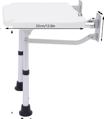 Obrázek produktu pro Sklopné sedátko do sprchy, nosnost 100 kg, prostorově úsporný design, BÍLÁ