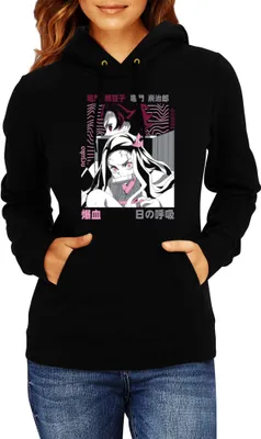 Zdjęcie produktu dla Damska Bluza Z Kapturem Demon Anime Slayer Tanjiro Nezuko Kamado 004, Lady S / Czarny
