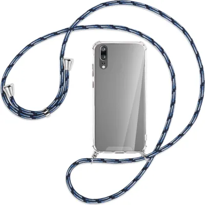 Produktbild von Handykette Backcover-Schutzhülle mit Band (Metall silberfarben) für Huawei P20 - Blautöne