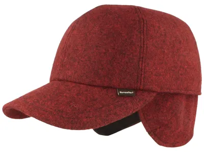 Baseballcap aus Bavaria Loden mit Ohrenschutz von Hut-Breiter in rot