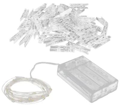 Produktbild von Foto-Clip-Lichterkette, Dekoration mit 200 LEDs und 60 transparenten Clips
