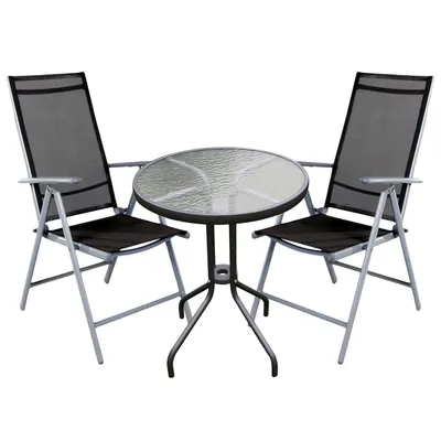 Produktbild von Bistro Sitzgarnitur Bistrogarnitur 3-teilig Silber/Anthrazit