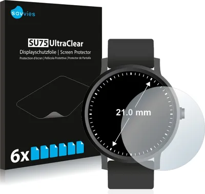 Produktbild von 6x Für Armbanduhren (Kreisrund, ø: 21 mm) Schutzfolie Savvies Displayschutz Display Schutz Folie Klar Transparent