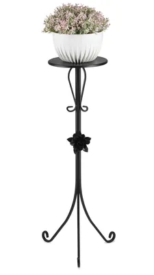 Image de HowHomely Classique Support de Plantes, Tabouret de Fleur en Métal Noir Hauteur 95 cm - Support de Fleurs pour la Maison