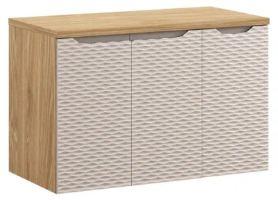 Produktbild von Badezimmer-Set YOKA beige: Unterschrank mit Schränken 90 cm + Waschtischplatte