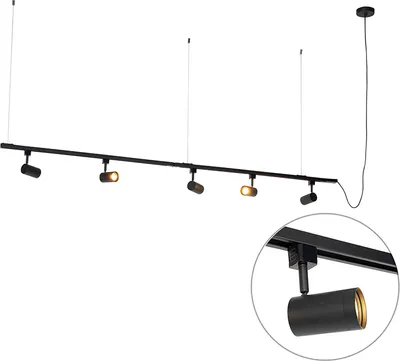 Zdjęcie produktu dla QAZQA – nowoczesny, nowoczesny system szyn 1-fazowych I Reflektor punktowy I Reflektor sufitowy I Reflektor z 5-punktowym spotem I Reflektor punktowy I Reflektor sufitowy I Reflektor sufitowy I Reflektor I Lampa I Czarny reflektor