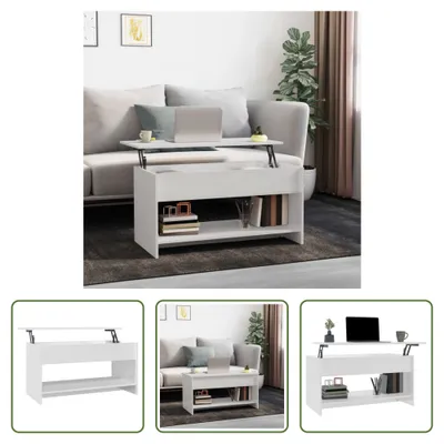 Obrázok produktu pre Konferenčný stolík The Living Store vysokolesklý biely 102x50x52,5 cm materiál na báze dreva