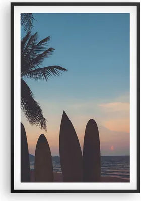 Produktbild von Gerahmtes Poster - Schwarzer Rahmen - Strand Meer Palme - 61x91,5 cm - Wand Bild - Wanddeko - Wandbilder - Kunstposter - Wandposter - Bilderrahmen - Bilder - Kunstdruck - Wandbild - P2BPA61x91-4080