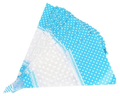 Imagen del producto de 50 bolsas transparentes con forma de cono para palomitas, con cierre de alambre – Bolsas de celofán azules para dulces