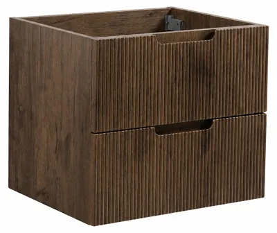 Productafbeelding van Badplaats Wastafelkast Thermis 60 x 48 cm – Walnoot Bruin – Hangend Wastafelmeubel Met Lades, AI-gegenereerde afbeelding