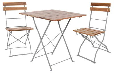 3-tlg Biergartenmöbel Bistroset Balkonset Klapptisch + 2 Klappstühle 70x70cm