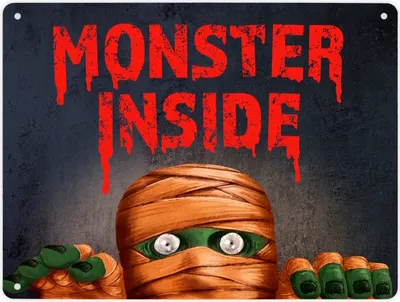Produktbild von Monster Inside Halloween Metallschild XL in 21x28 cm mit gruseligem Mumie Motiv