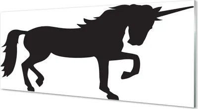 Produktbild von Glasbilder 125x50 Wandkunst schwarzes Einhorn