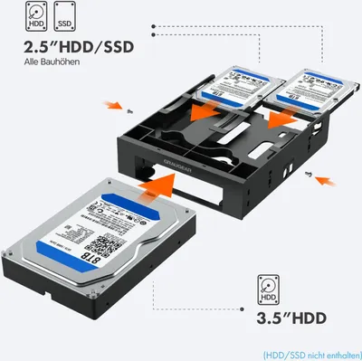 Immagine prodotto di GRAUGEAR Einbaurahmen für 2x 2,5" & 3,5" HDD/SSD in 5,25"