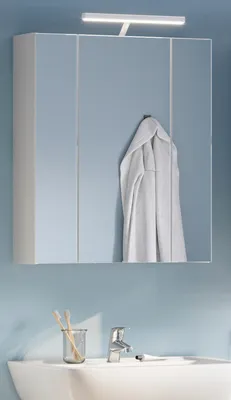 Produktbild von Badezimmer Spiegelschrank "Leon" weiß Badschrank 3-türig 60 x 70 cm