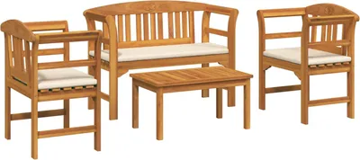 Immagine prodotto di Set da giardino VidaXL con cuscini, 4 pezzi, in legno massello di acacia