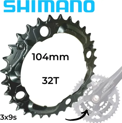 Produktbild von Shimano DEORE FC-M590 Fahrrad MTB Kurbel Ersatz Kettenblatt 32T Schwarz