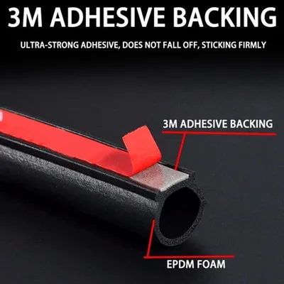 Gummi - Selbstklebend - 6 m - Universal - EPDM-Gummi - Verhindert Staub und Regen - Dichtungsprofil