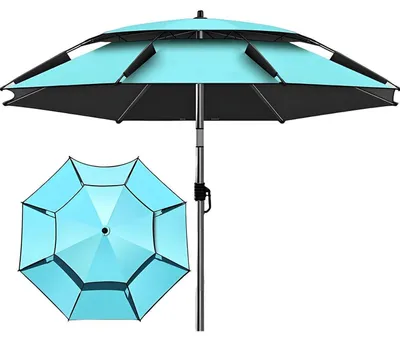 Image de Parasol de plage rotatif à 360°, inclinable, protection UV, couleur bleue, 200 cm